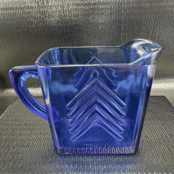 Vintage Hazel Atlas Cobalt Blue Depression Glass Creamer Pitcher Jug Carafe VTG - Picture 11 of 12